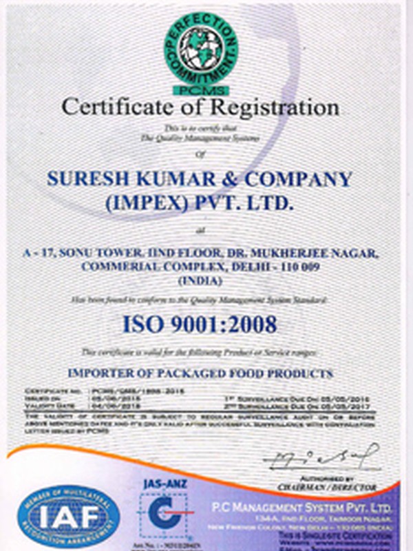 ISO 9001:2008 Certificate